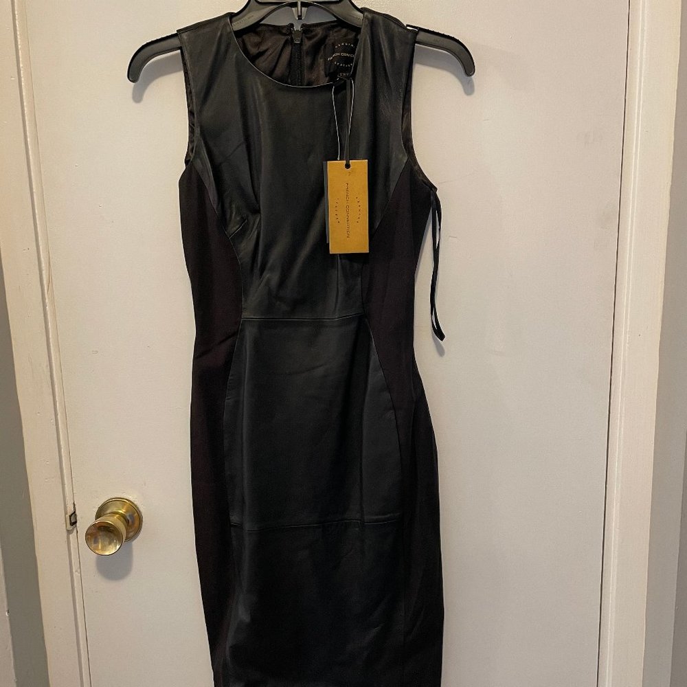 French Connection Fitted Leather Dress